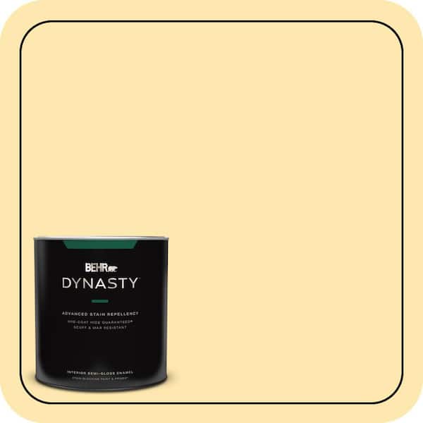 BEHR DYNASTY 1 qt. #350B-4 Lemon Souffle Semi-Gloss Enamel Interior Stain-Blocking Paint & Primer