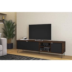 Montreal Walnut and Black Tv Stand} Fits TVs up to 65 in. with Cabinets and Removable Shelf