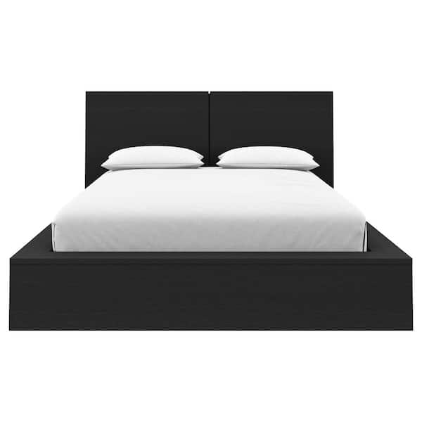 Nexera James Black Frame Queen Size Platform Bed with Headboard