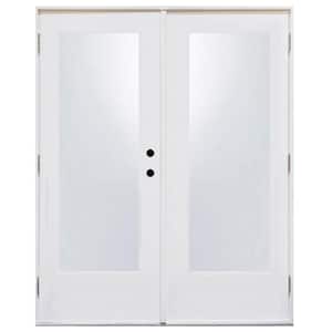 72 in. x 80 in. Left-Hand Outswing Low HVHZ Impact Glass White Fiberglass Double Prehung Patio Door with Composite Frame