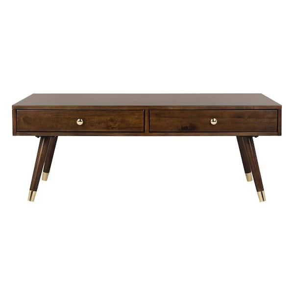 SAFAVIEH Levinson 48 in. Brown Large Rectangle Wood Coffee Table with 2-Drawers