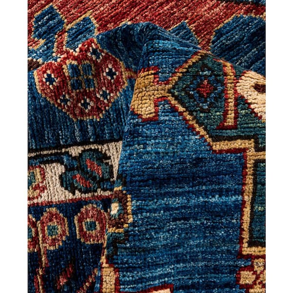 Serapi Light Blue 9 ft. x 12 ft. Tribal Wool Indoor Area Rug