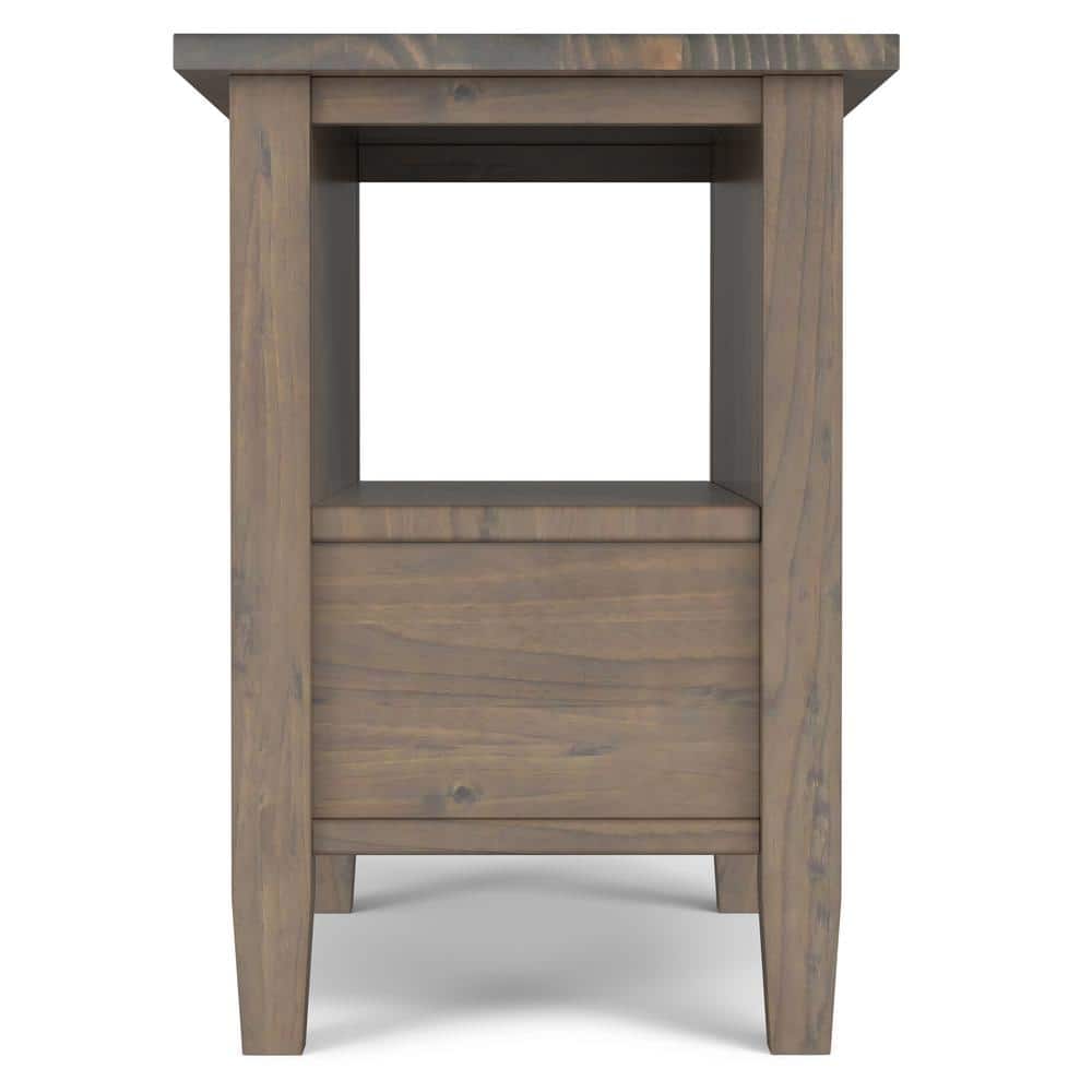 Ela Smoky Brown Solid Wood Narrow End Table with Storage
