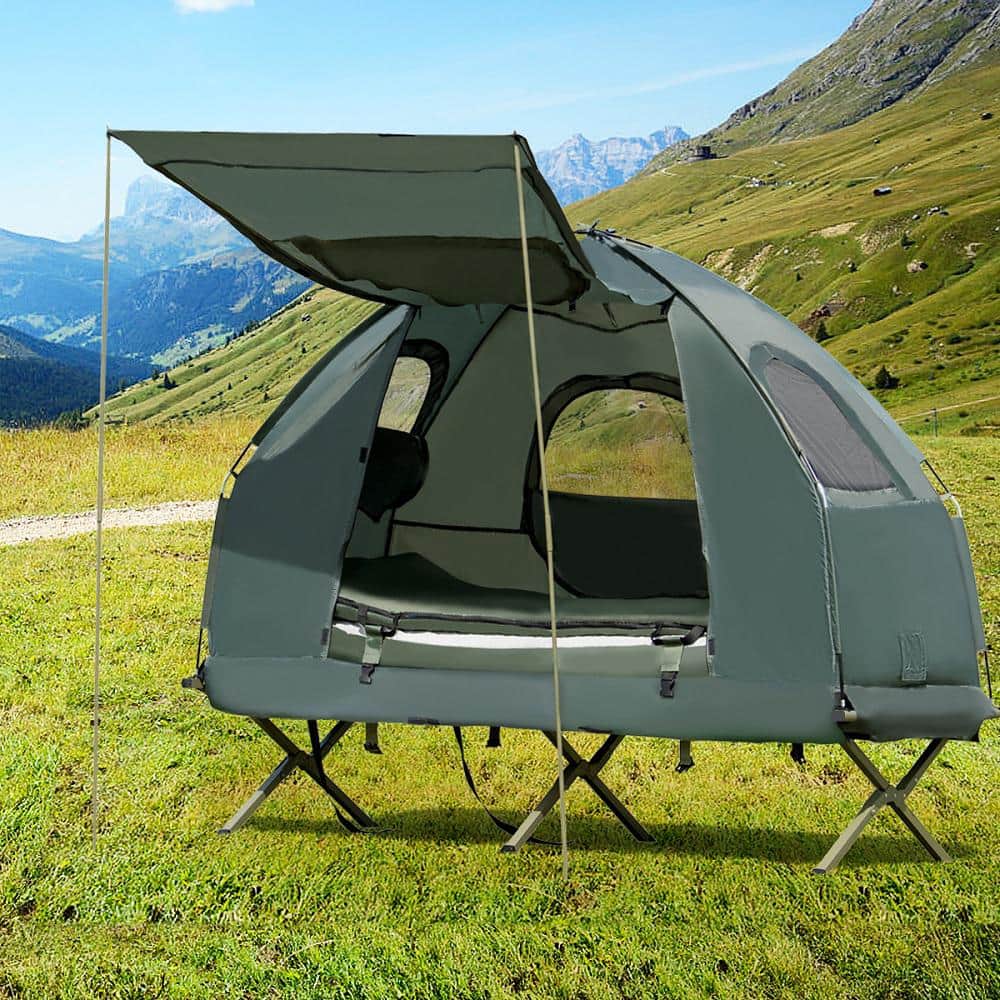 Green Four Season Solo Dome Camping Tent with Carry Bag