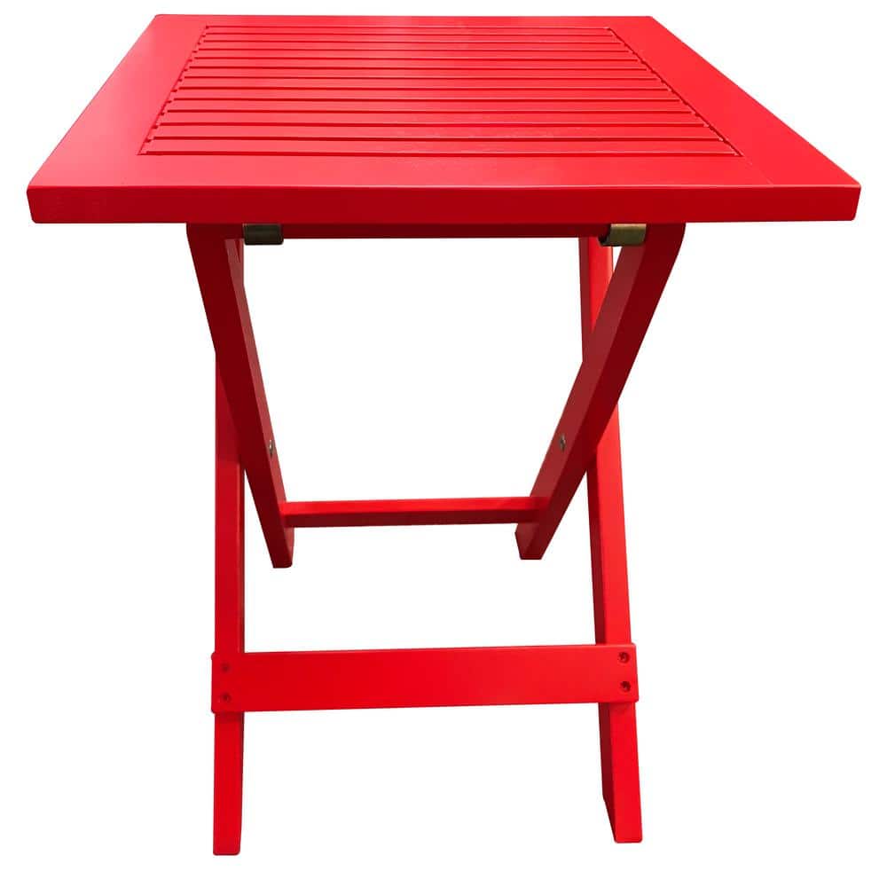 Red Acacia Wood Folding Square Outdoor End Table