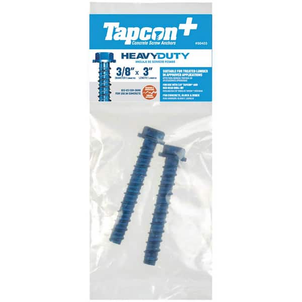 Tapcon 3/8 in. x 3 in. Hex-Washer-Head Large Diameter Concrete Anchors (2-Pack)