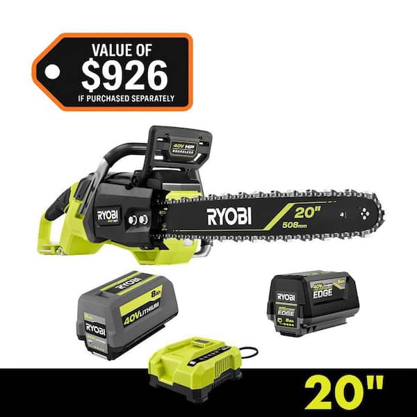 40V HP Brushless 20 in. Battery Chainsaw with 8.0 Ah Battery, 8.0 Ah Lithium-Ion High Performance EDGE Battery & Charger