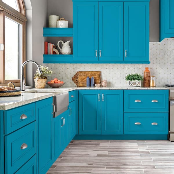 1 qt. #AE-44 Electron Blue Satin Enamel Interior/Exterior Cabinet, Door & Trim Paint
