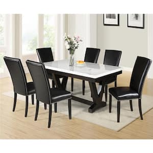 Black Dining Chair Set With PU Leather and Metal Legs, Set of 4