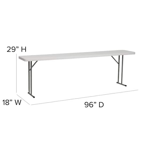 Flash Furniture 18-in x 96-in Outdoor Rectangle Plastic White Folding Table Flash Furniture 18-in x 96-in Outdoor Rectangle Plastic White Folding Table