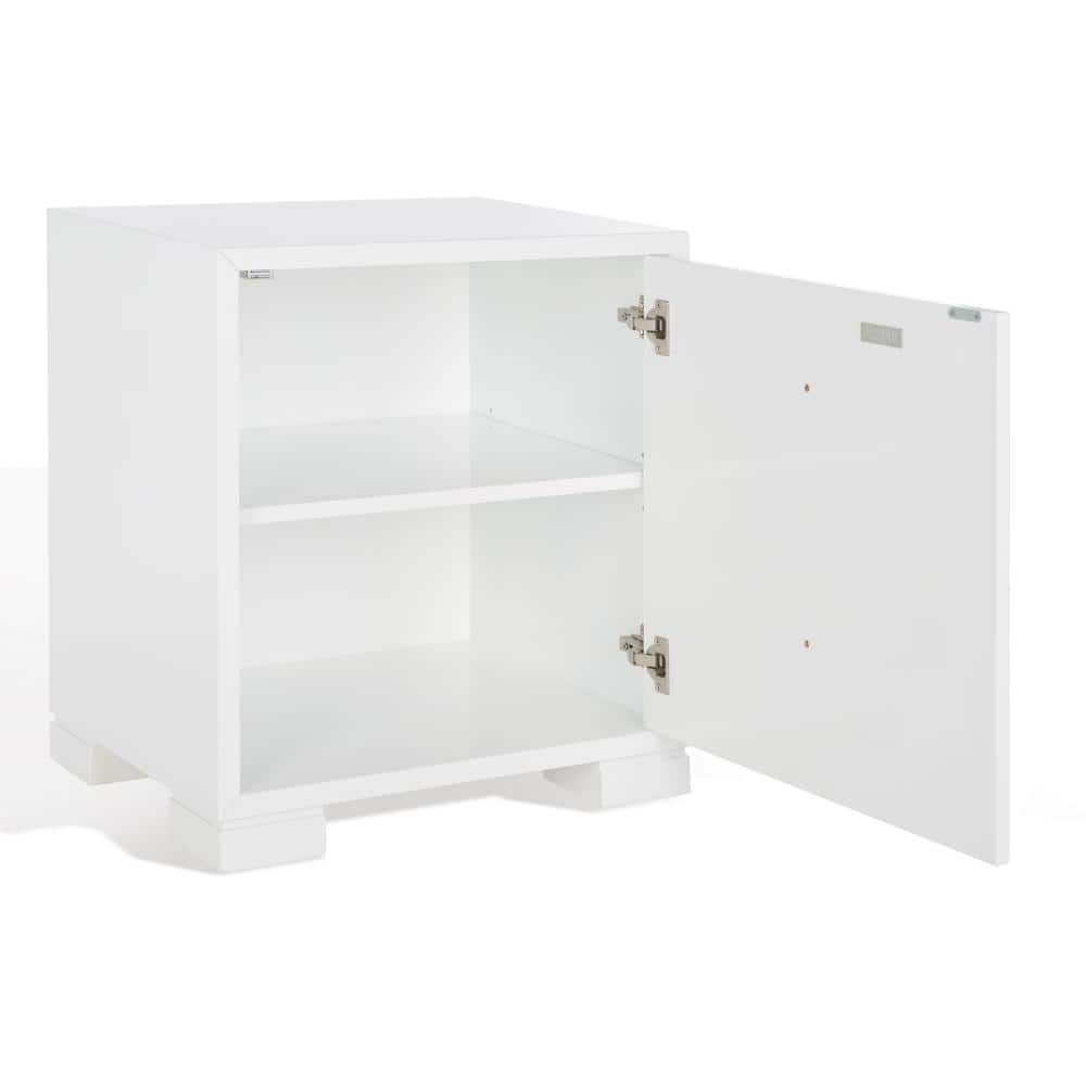 White Lacquer Nightstand with Brass Hardware