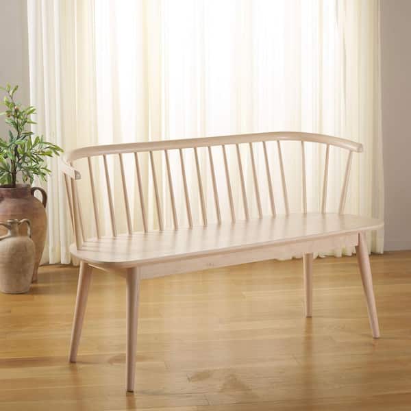 Blanchard 52.55 in. White Washed Entryway Bench with Back