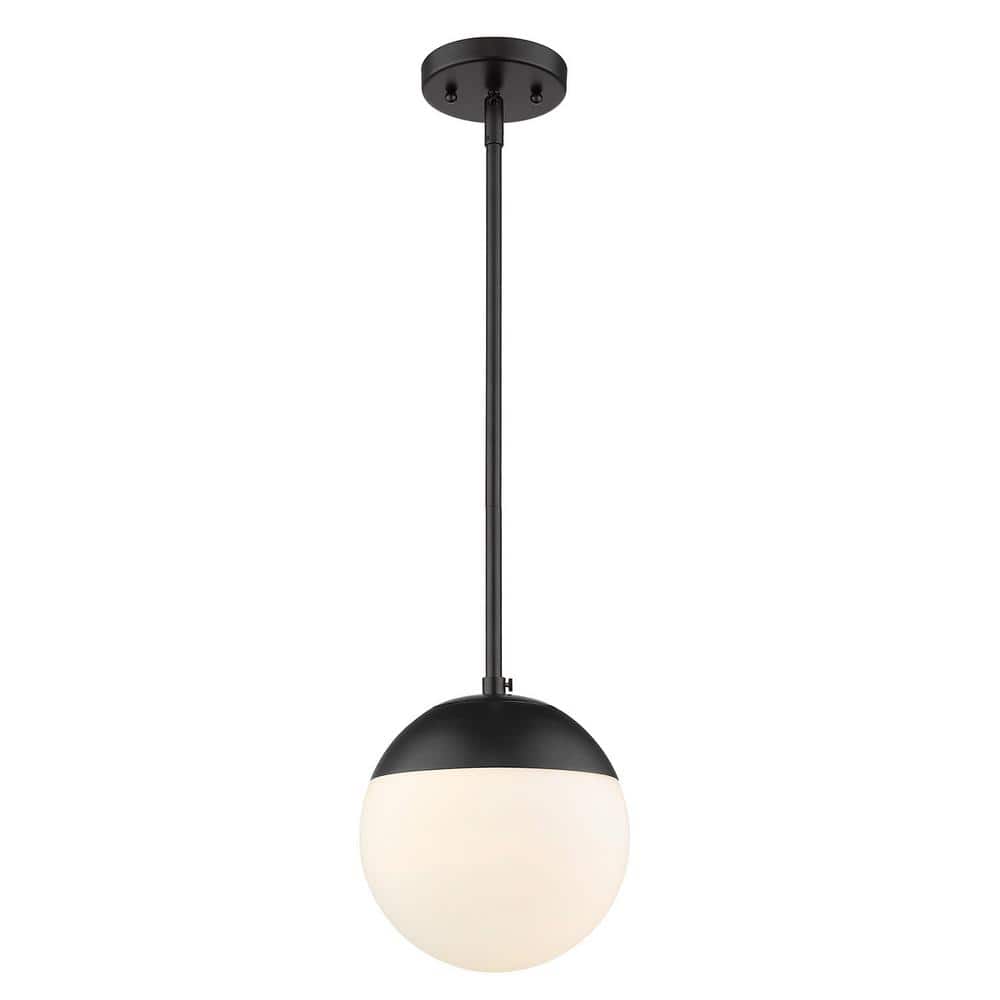 Mini Globe Indoor/Outdoor Pendant Light in Matte Black with Glass Accent