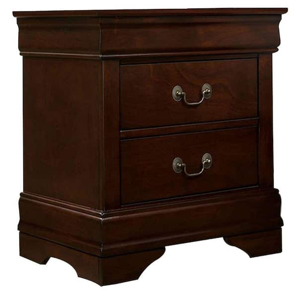 Benjara Brown 2-Drawer 21.63 in. Wooden Nightstand
