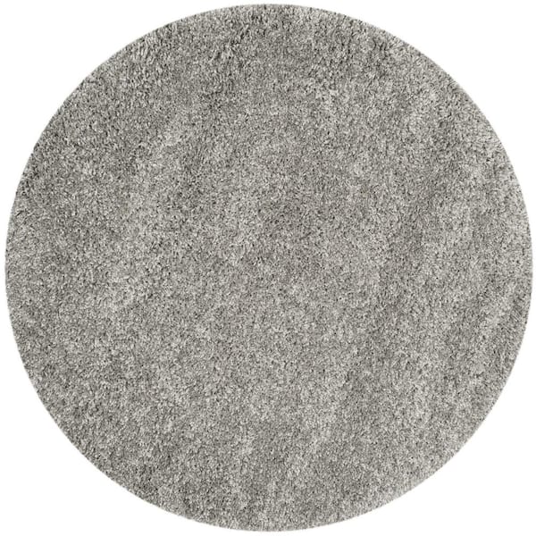 SAFAVIEH California Shag Silver 4 ft. x 4 ft. Round Solid Area Rug