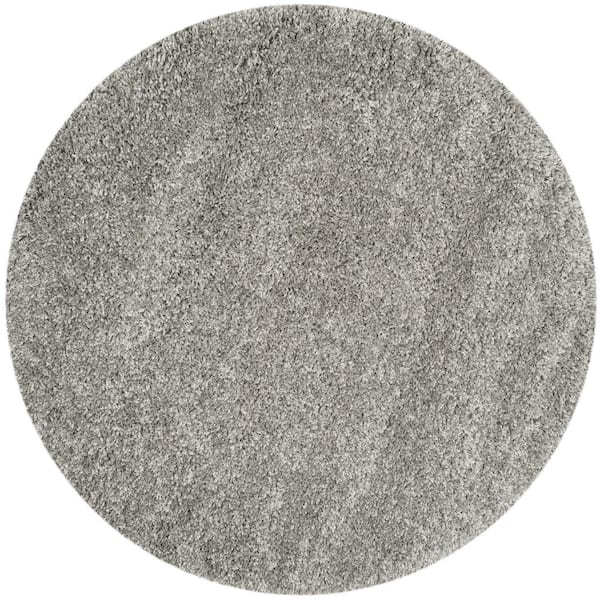 SAFAVIEH California Shag Silver 9 ft. x 9 ft. Round Solid Area Rug