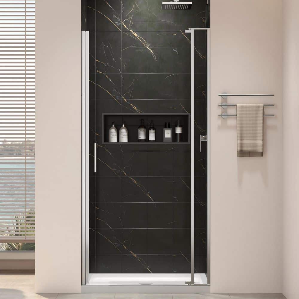 32-36 in. W x 72 in. H Frameless Pivot Shower Door in Brushed Nickel with 1/4 in. Thick Clear Glass price history on PriceWatchPro