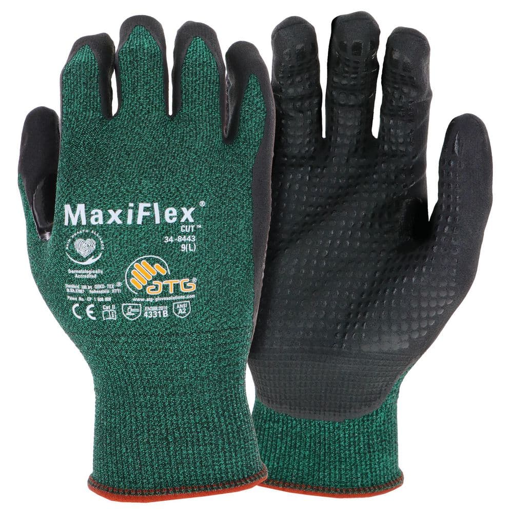 ATG MaxiFlex Cut Men's Medium Green ANSI 2 Abrasion Resistant  Nitrile-Coated Work Gloves 34-8443T/MVPD30 - The Home Depot
