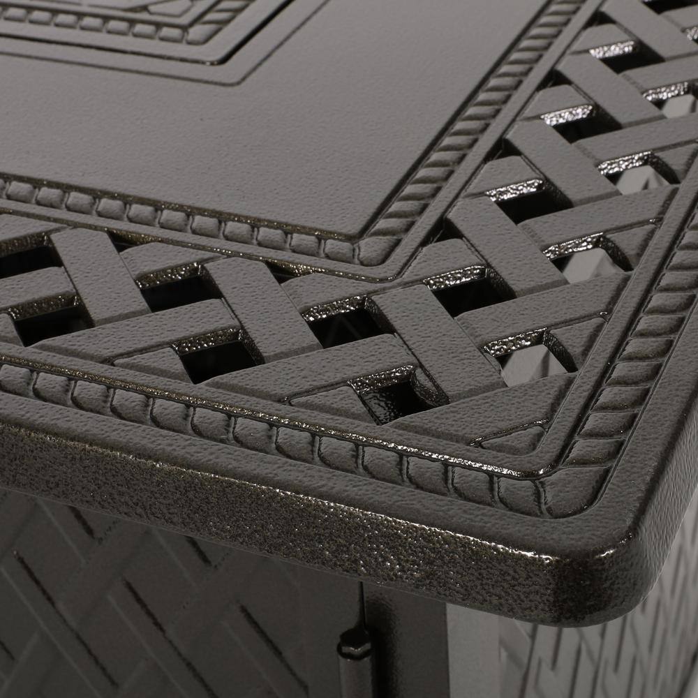 Hammered Bronze Square Aluminum Gas Fire Pit Table
