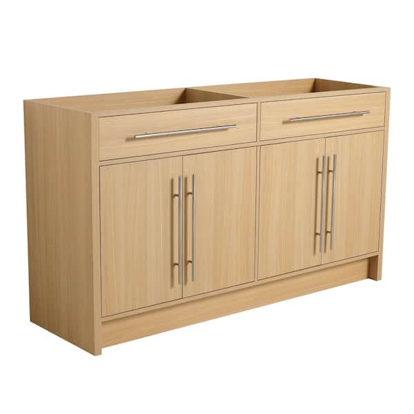 Onyx 58.70 in. W Modern Freestanding Bath Vanity Cabinet without Top in Oak with 4-Soft Closing Doors