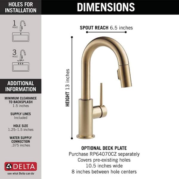 Delta Faucet Trinsic キッチン蛇口 シングルハンドル 磁気ドッキング付き 3.25 x 13.15 x 24.25 inches  9959T-DST