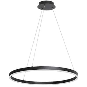 Circulo 34-Watt 1 Matte Black Globe Integrated LED Pendant Light