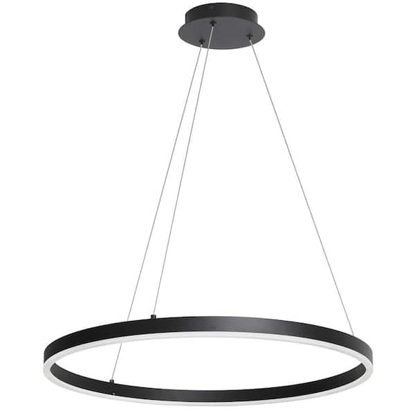 Dainolite Circulo 34-Watt 1 Matte Black Globe Integrated LED Pendant Light