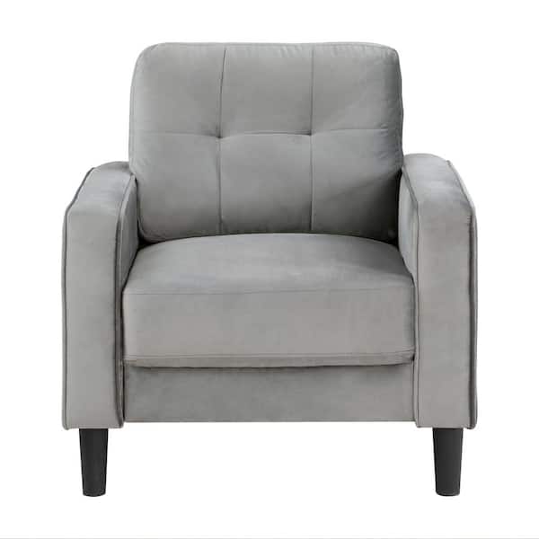 EVERGLADE HOME Talon Gray Velvet Arm Chair
