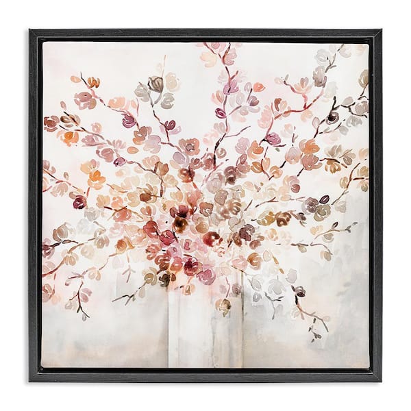 Abstract Warm Floral Vines by Kristen Brockmon Black Floater Frame Nature Graphic Art Print 25 in. x 25 in.