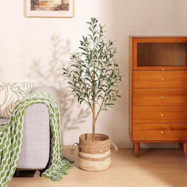 DR.Planzen 4 ft. Artificial Olive Tree, Lifelike Fruits and