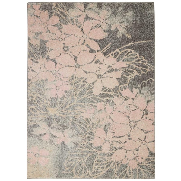 Nourison Tranquil Grey/Pink 4 ft. x 6 ft. Persian Vintage Area Rug