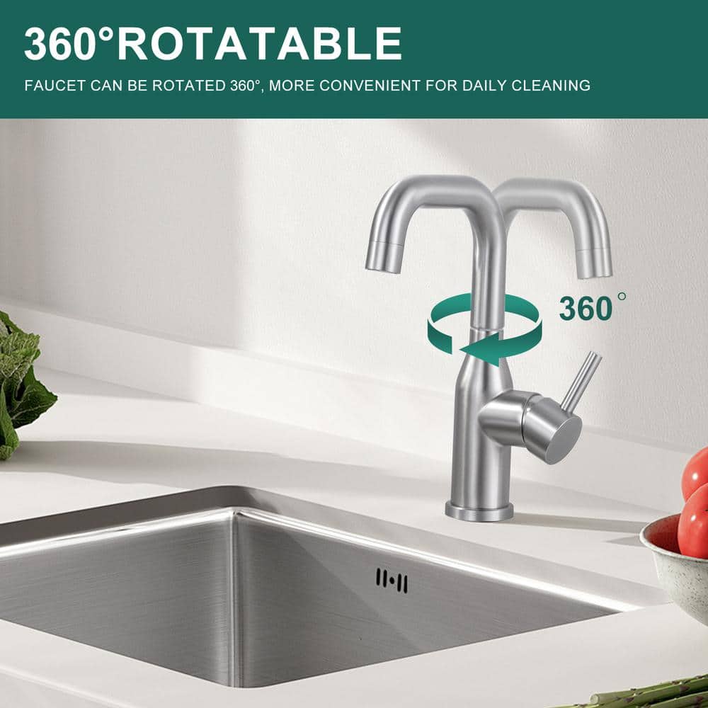 Brushed Nickel Single Handle High-Arc Bar Faucet