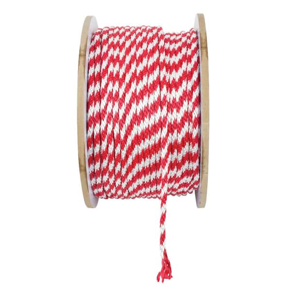 Everbilt 3/8 in. x 600 ft. Polypropylene Solid Braid Rope, Red and White