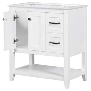 29.4 in. W x 17.9 in. D x 33 in. H Bath Vanity Cabinet without Top in White with Drawer, Doors and Open Shelf