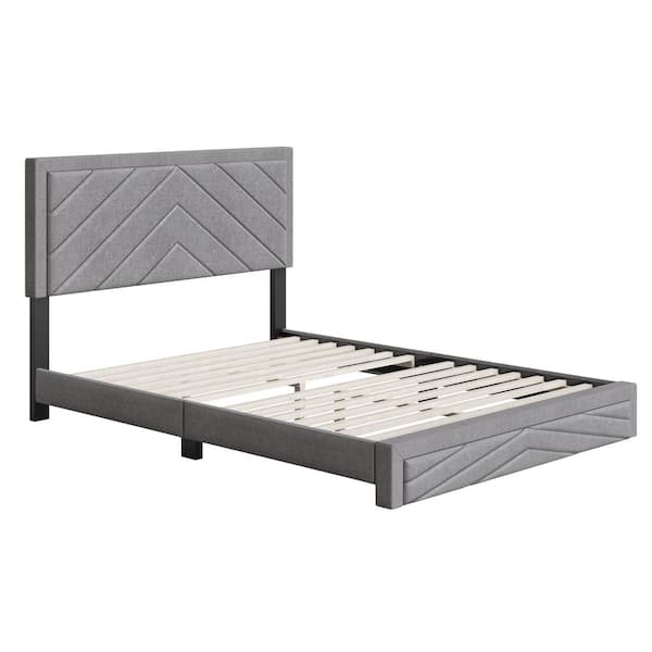 Boyd Sleep Barcelona Diagonal Linen Platform Bed, Queen, Gray ...