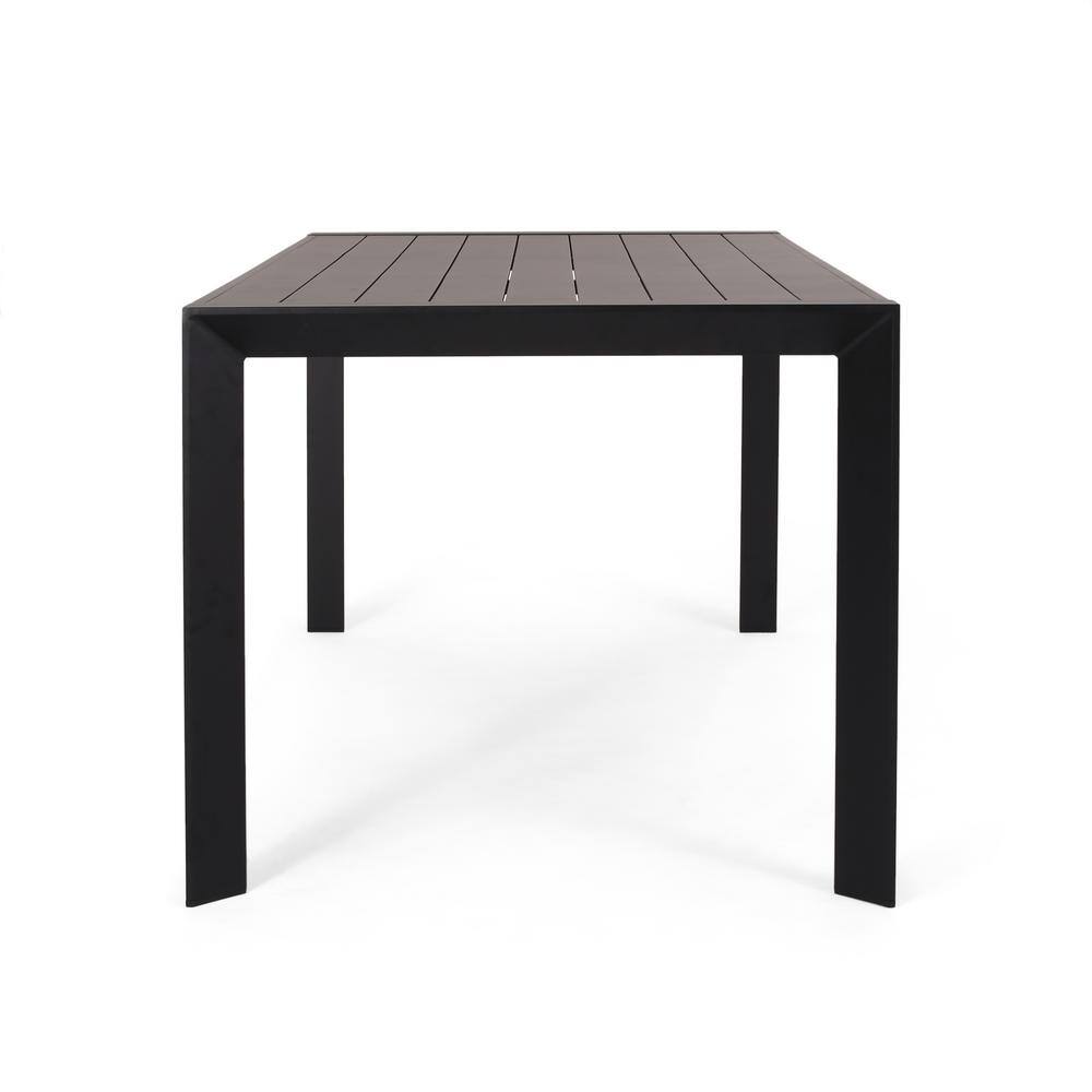 Black Aluminum Rectangular Outdoor Dining Table, 70"