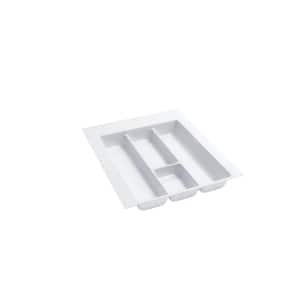 2.38 in. H x 17.5 in. W x 21.25 in. D Large Glossy White Cutlery Tray Drawer Insert