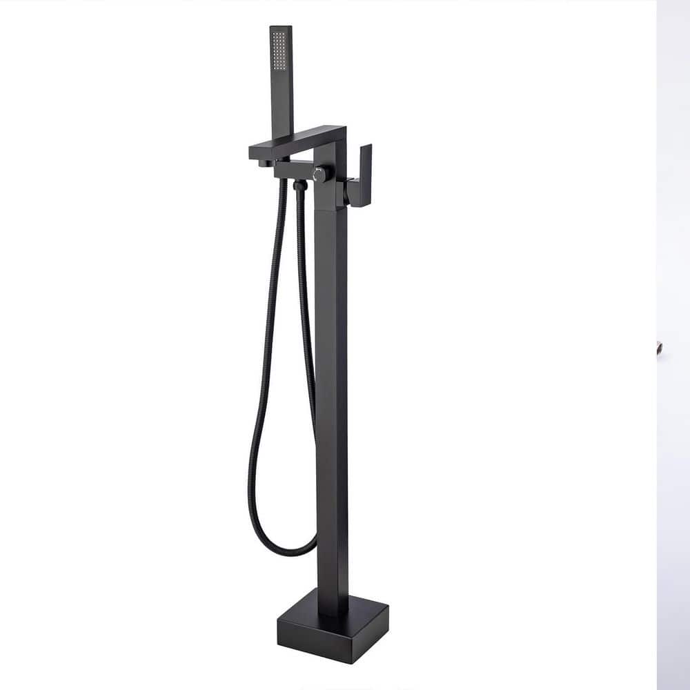 Freestanding Single Handle Bath Tub Filler Faucet with Hand Shower in Matte Black price history on PriceWatchPro