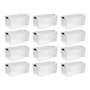 116 Qt. Ultra-Latching Storage Bin Box Container Clear, (12-Pack)