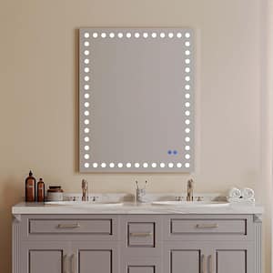 32 in. W x 40 in. H Rectangular Frameless Touch Sensor Dimmer Switch Front Light Wall Bathroom Vanity Mirror in White