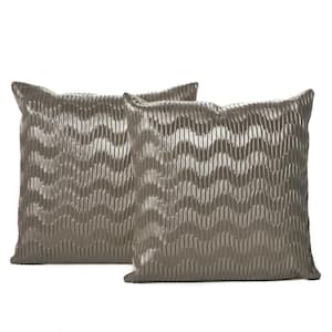 Rakel Silver Geometric Polyester 17 in. x 17 in. Throw Pillow (Set of 2)