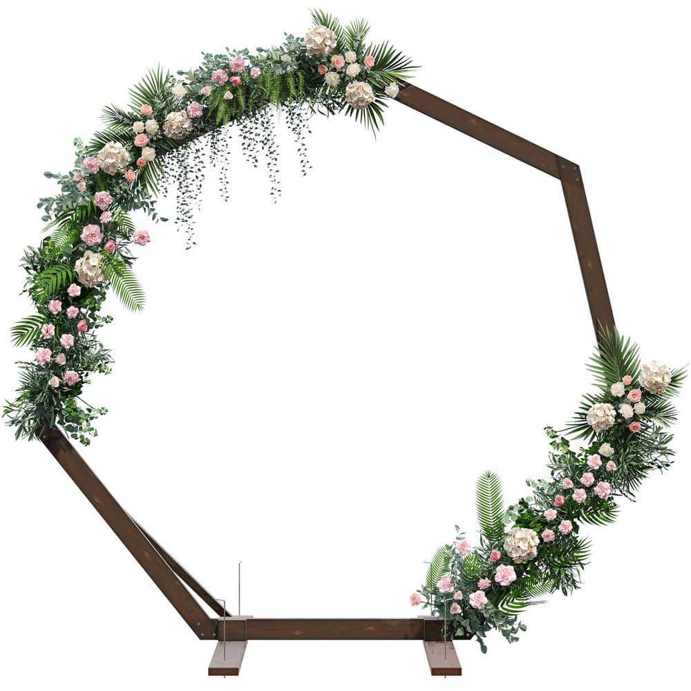 Kingdely Wood Heptagon Arbor Arch for Garden Decoration, Outdoor ...