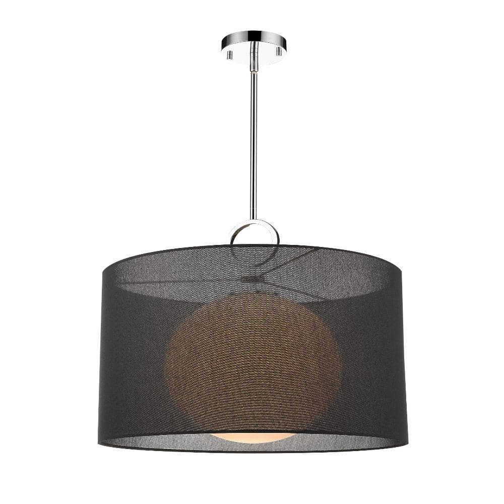 Arosia 100-Watt 1-Light Chrome Indoor Shaded Pendant Light with Black Glass