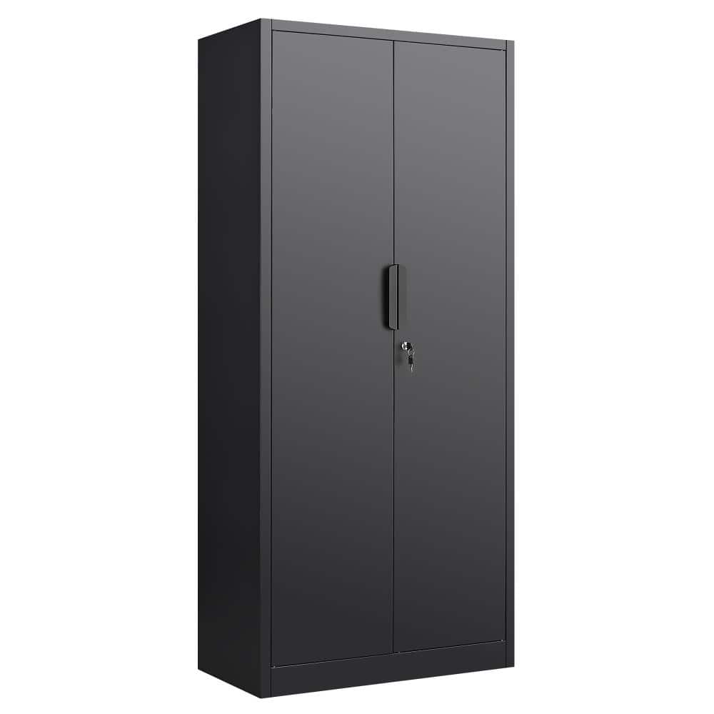70 in. 2-Door File Cabinet with Lock Black Steel durable construction easy to install