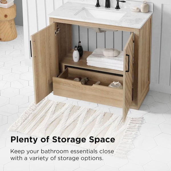 Glacier Bay Huckleberry 36 in. Single Sink Weathered Tan Bath