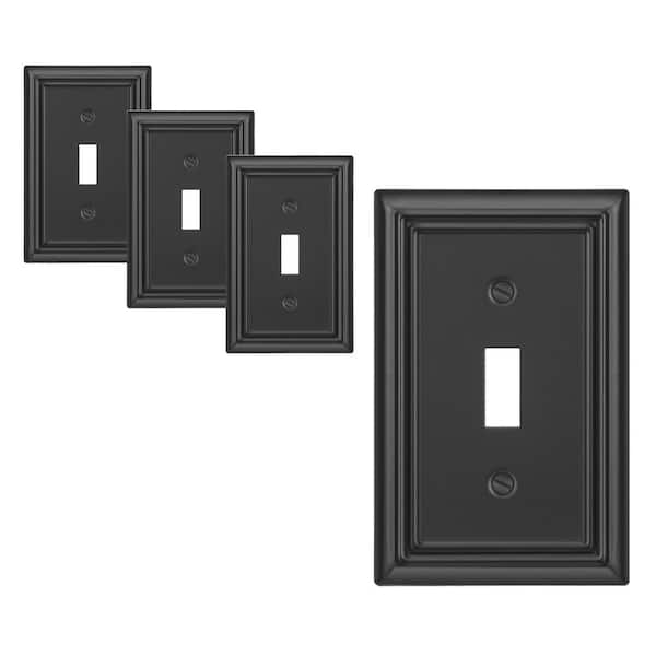 DEWENWILS 1-Gang Black Toggle Metal Wall Plates (4-Pack)