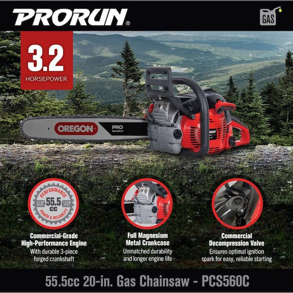 PRORUN 55.5cc 20 in. Gas-Powered 2-Cycle Commercial Chainsaw