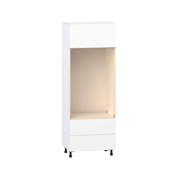 Timberline 30 in. W x 24 in. D x 84.5 in. H Assembled Slab Pantry Kitchen Cabinet in Bright White with 2 Drawers