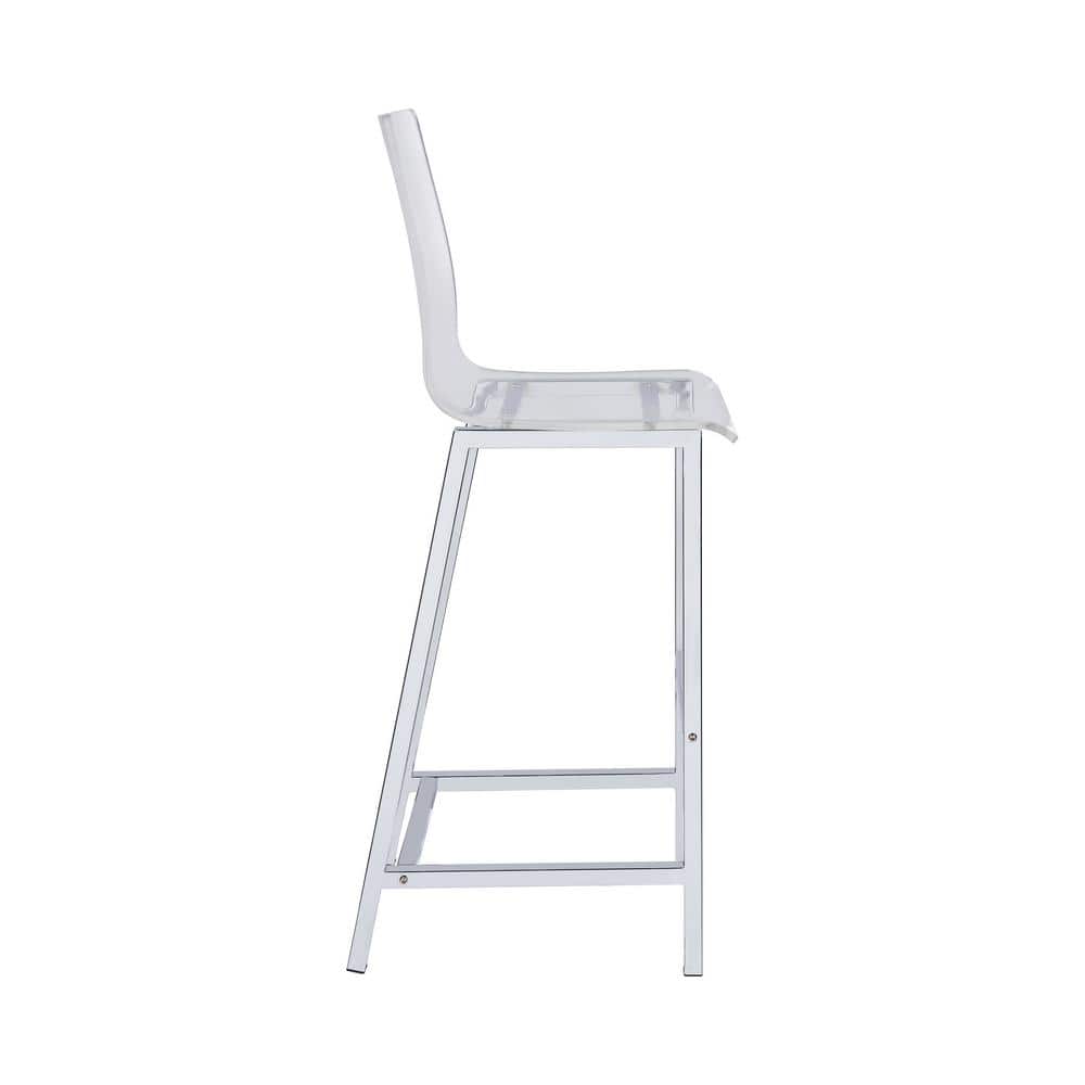 Clear Acrylic and Chrome 30" Modern Bar Stools, Set of 2