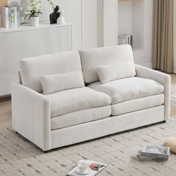 Unbranded 68 in. Beige Chenille 2-Seater Loveseat Sofa Plush Cushion Cozy Upholstered Sofa Couch for Living Room, Small Spaces